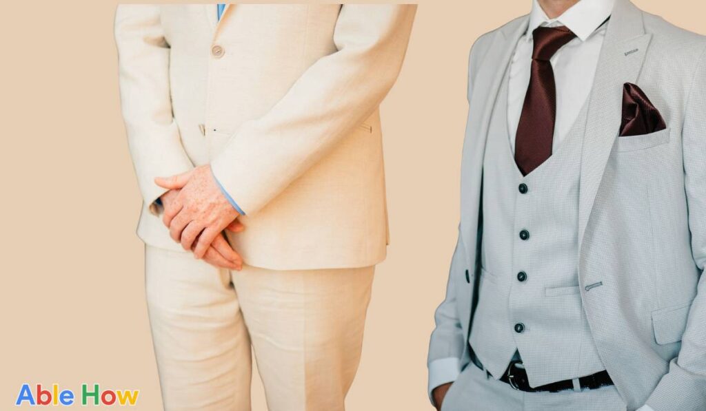 Cream or white linen suit with